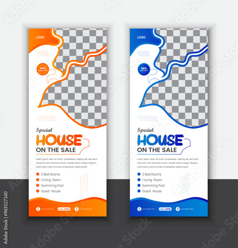 Advertisement,  background, vector illustration and business agency roll up banner design template.