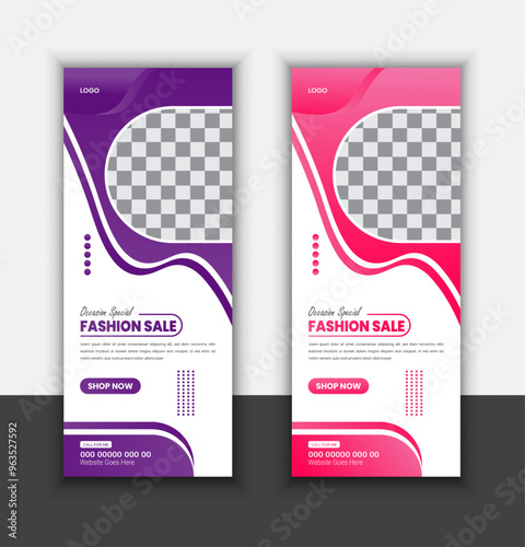 FASHION  SALE  VECTOR  ROLL  UP  BANNER  DESIGN  TEMPLATE.
