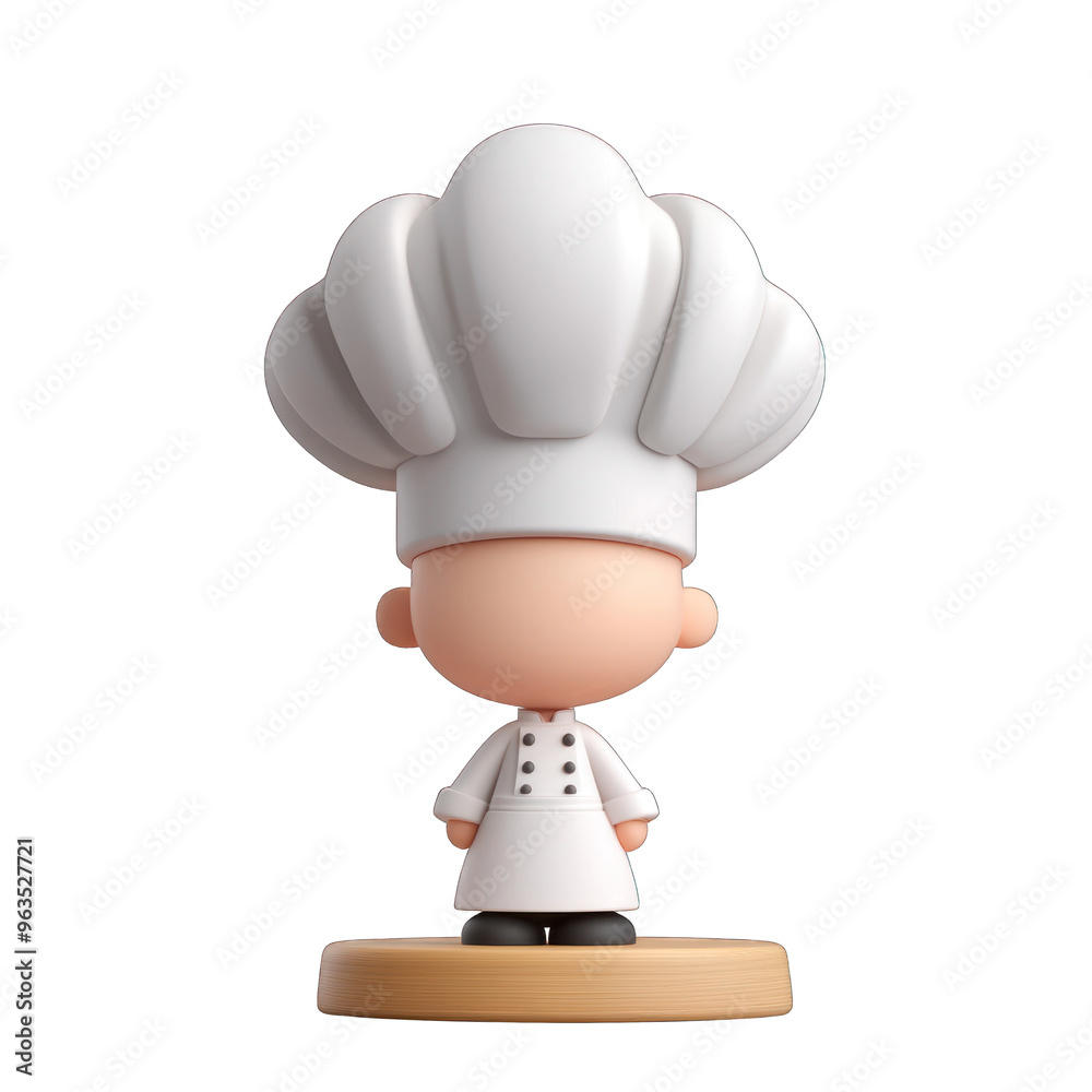 A charming cartoon chef character with a large hat, perfect for food-related designs or culinary themes. 3d render A charming cartoon chef character with a large hat, perfect for food-related designs or culinary themes. 3d render