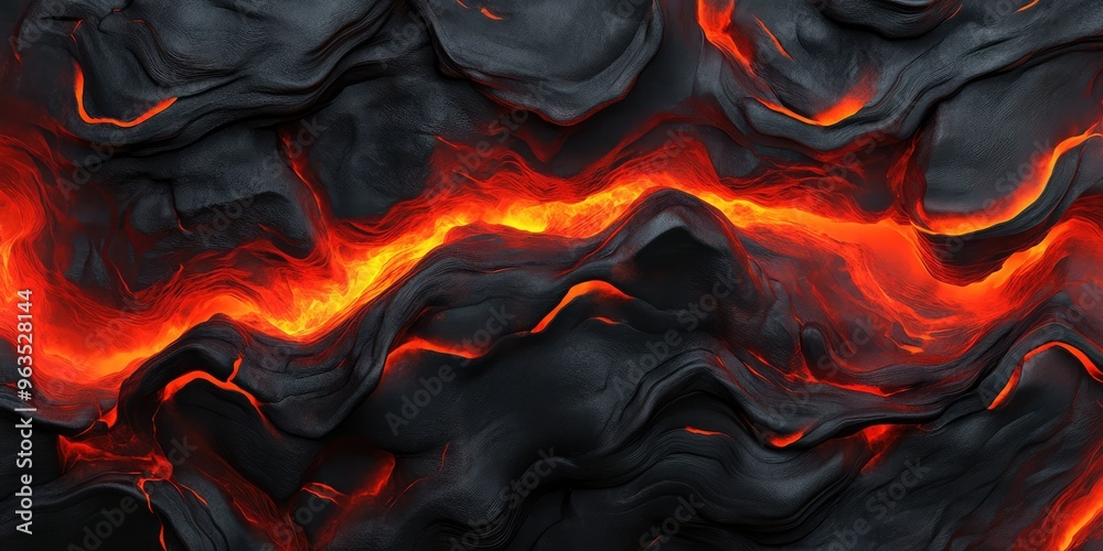 Abstract Black and Red Fiery Pattern, AI generated illustration. Abstract Black and Red Fiery Pattern, AI generated illustration.