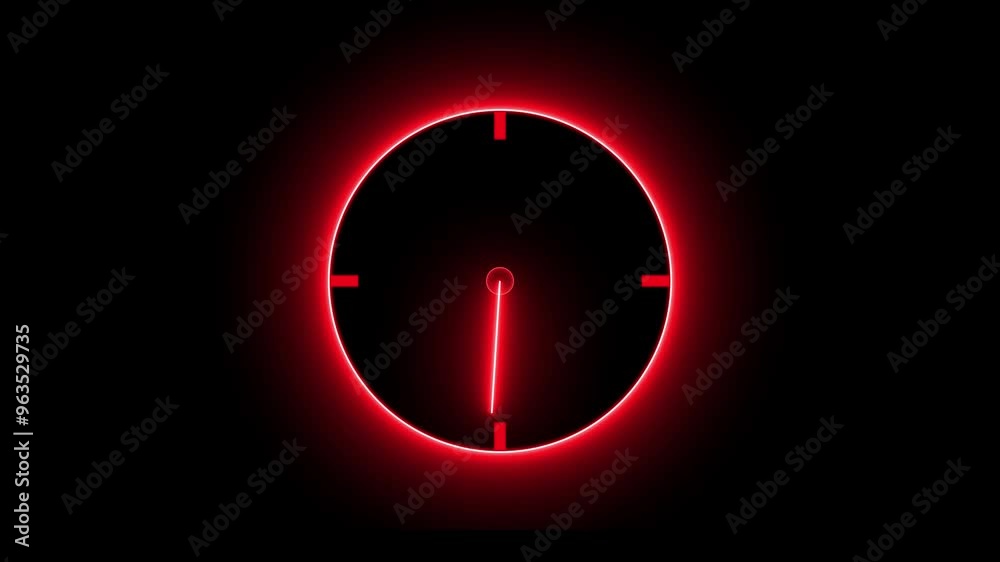 Glowing neon digital clock icon animation on black background. simple clock. wall clock smart watch. Glowing neon digital clock icon animation on black background. simple clock. wall clock smart watch.