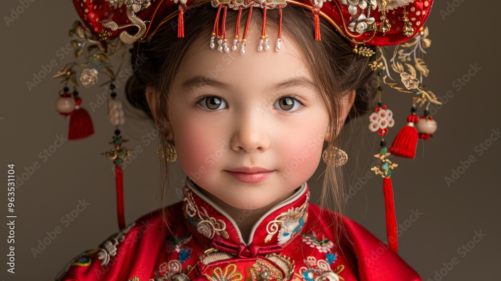 Young girl in traditional Chinese ceremonial attire
Young girl in traditional Chinese ceremonial attire