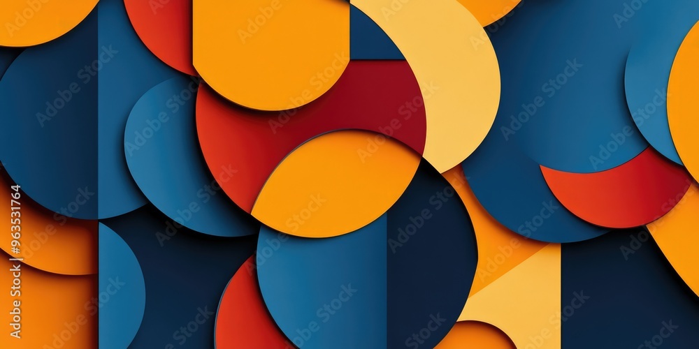 Geometric Background with Overlapping Shapes. AI generated illustration Geometric Background with Overlapping Shapes. AI generated illustration
