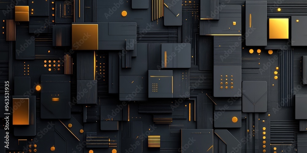 Geometric Pattern with Dark Gray and Gold Elements. AI generated illustration Geometric Pattern with Dark Gray and Gold Elements. AI generated illustration