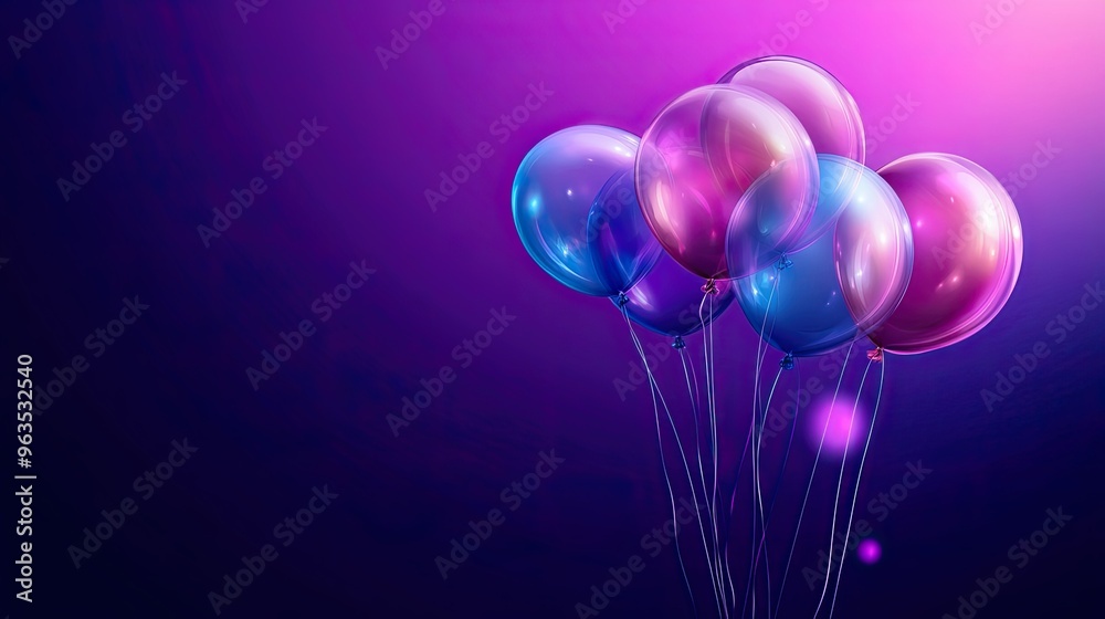 Colorful Gradient Balloons Drifting Through a Pastel Sky at a Vibrant Outdoor Celebration