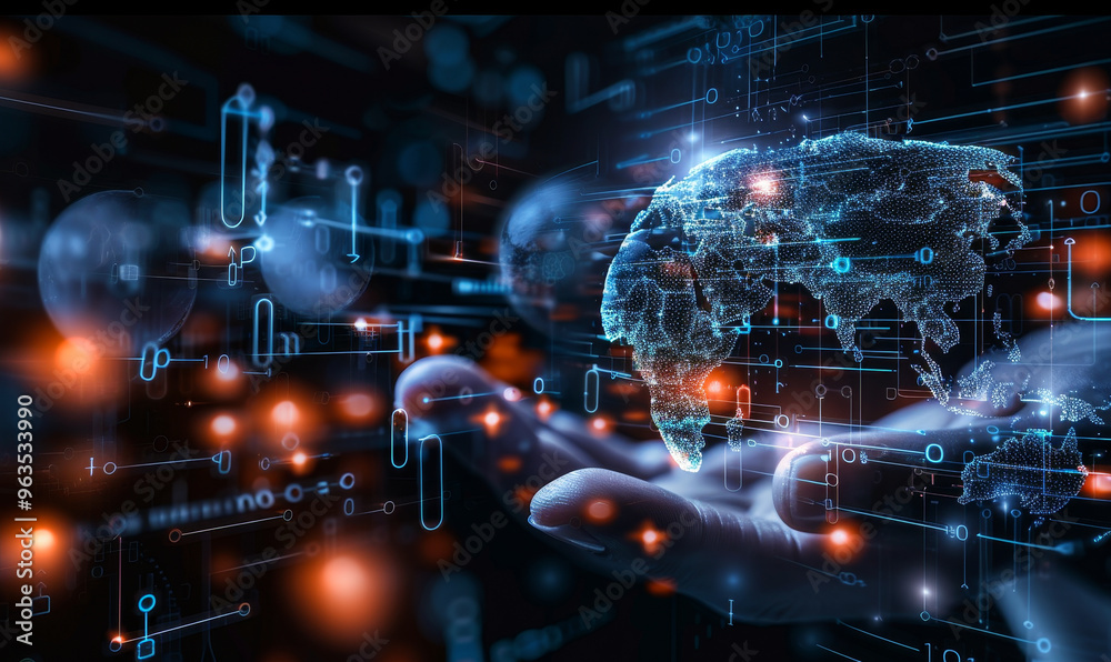 Female data scientist coding algorithm for AI deep learning and big data analytics on computer with digital brain overlay Female data scientist coding algorithm for AI deep learning and big data analytics on computer with digital brain overlay
