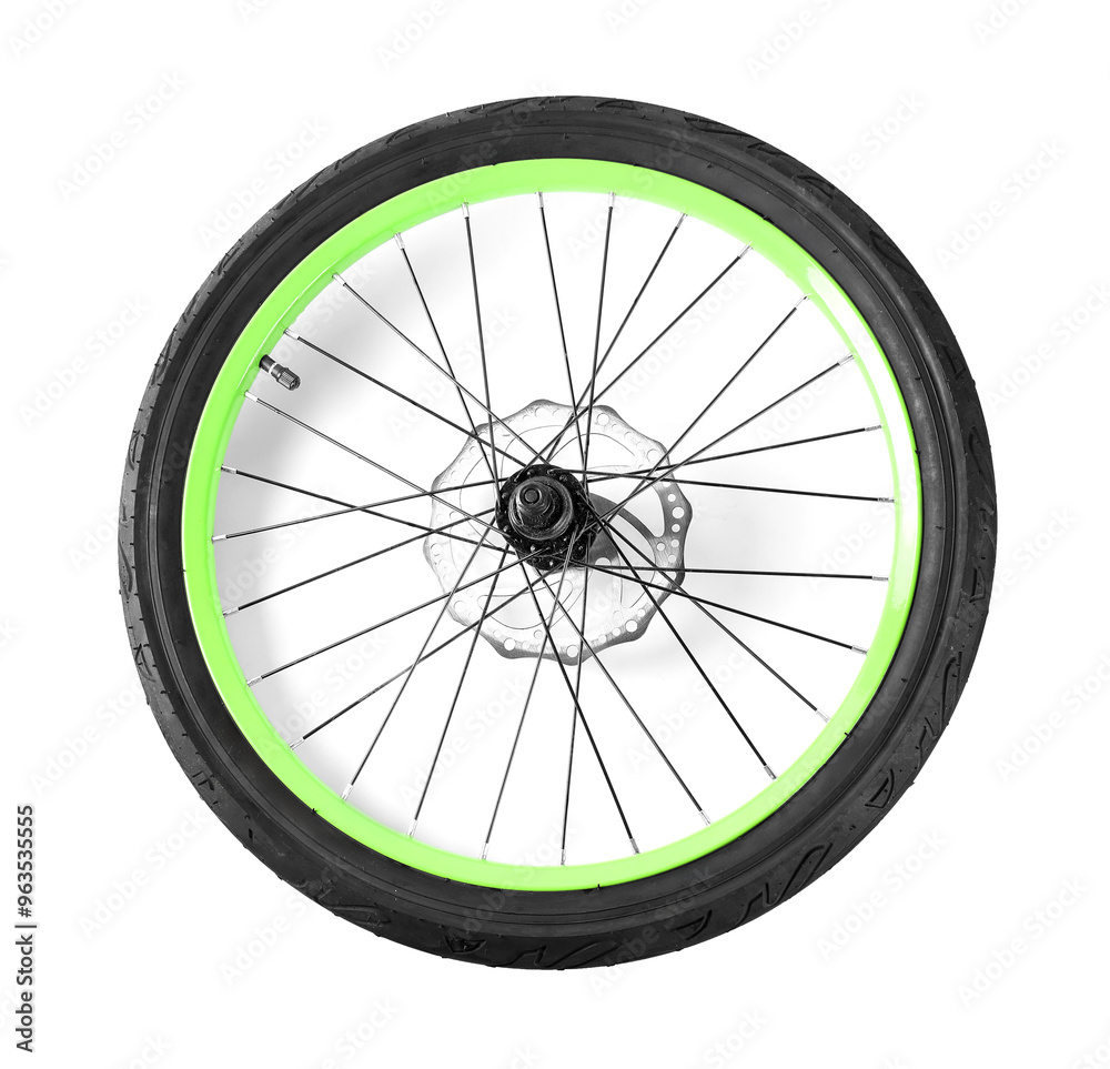 Naklejka premium Bicycle wheel with tire isolated on white
