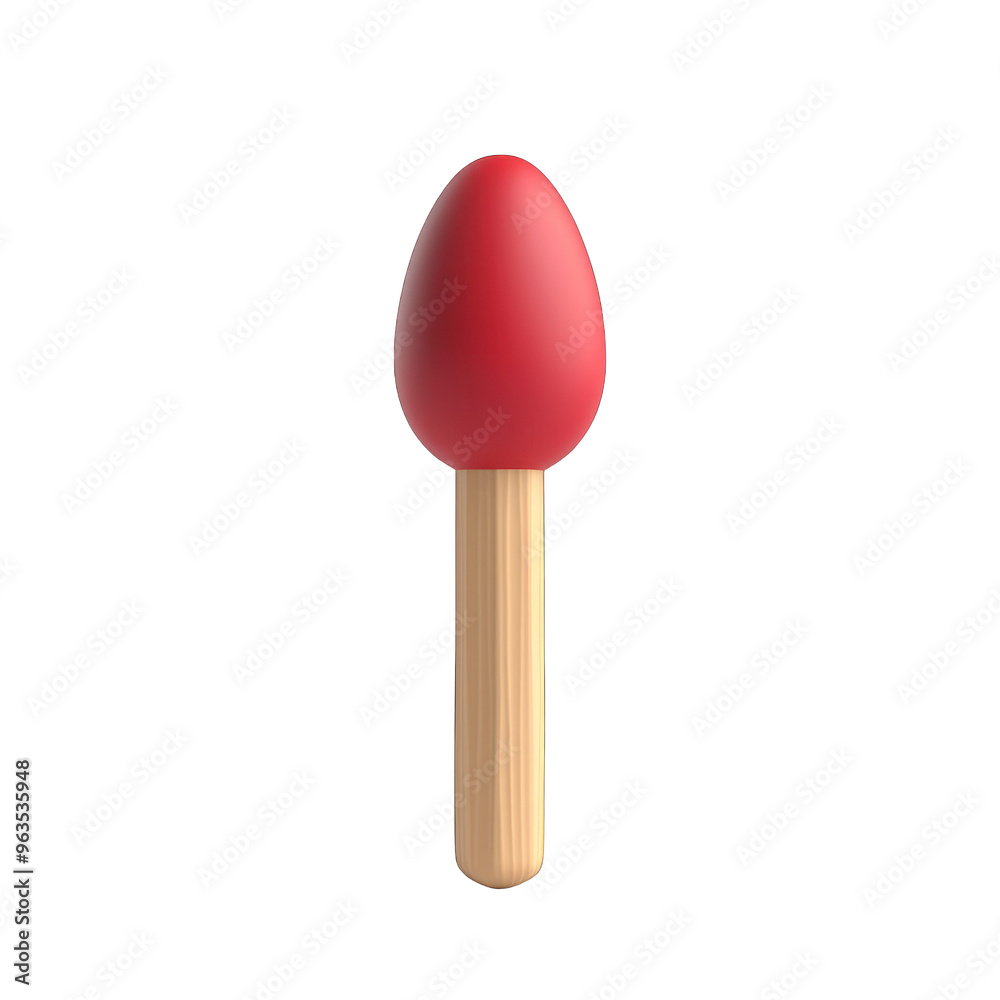 A single red matchstick with a wooden handle, perfect for illustrating fire safety, cooking, or lighting concepts. 3d render A single red matchstick with a wooden handle, perfect for illustrating fire safety, cooking, or lighting concepts. 3d render