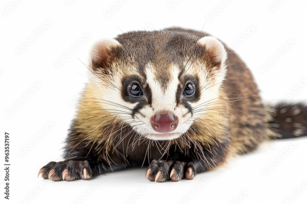 The Javan ferret badger is a mustelid native to Java and Bali Indonesia seen against a white background The Javan ferret badger is a mustelid native to Java and Bali Indonesia seen against a white background