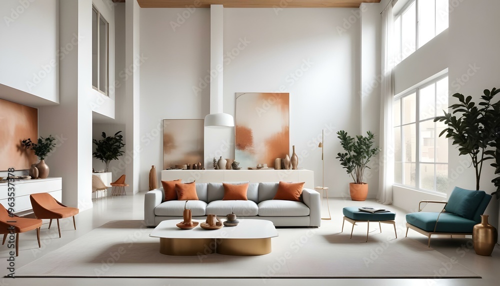 Photo interior modern design room 3d illustration Photo interior modern design room 3d illustration