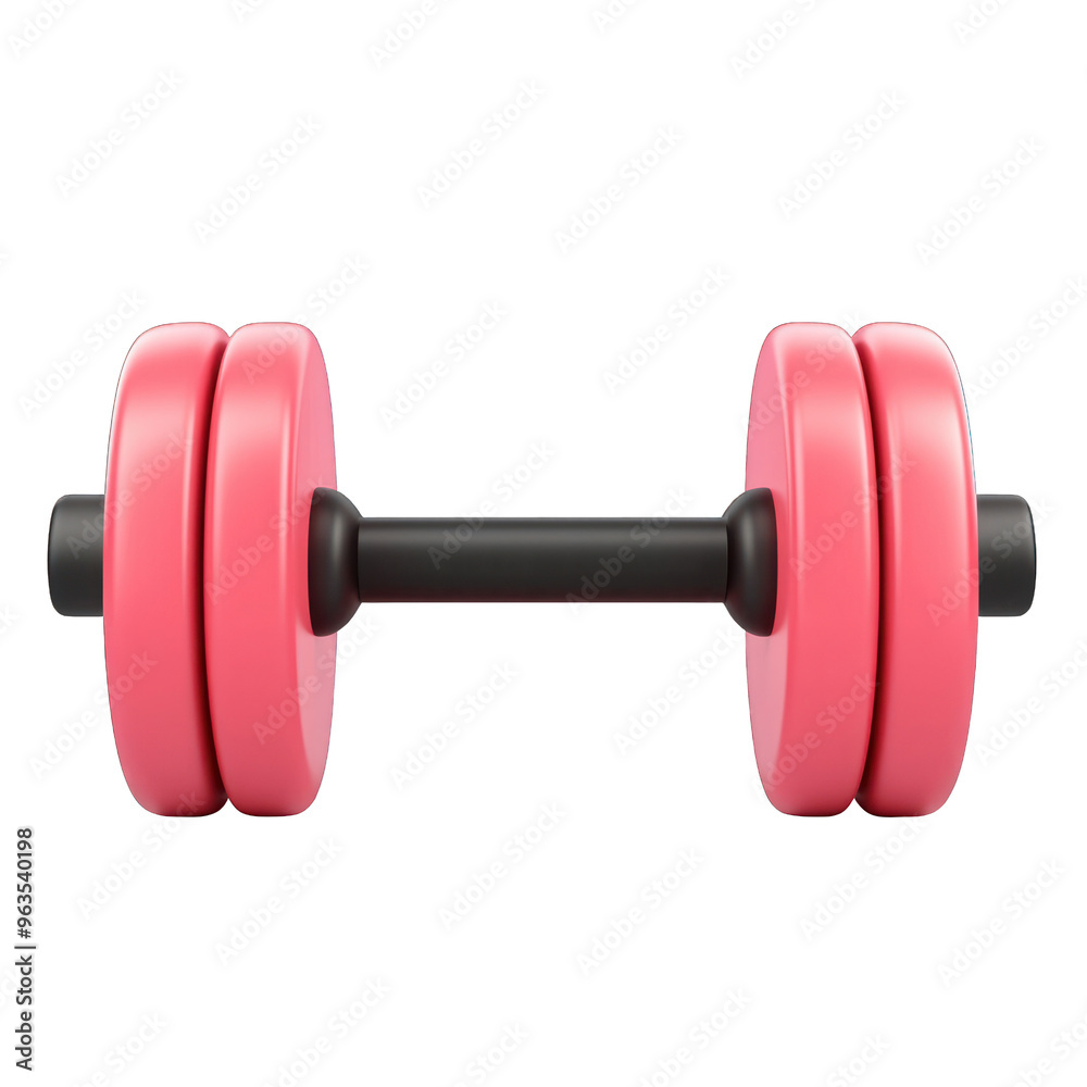 A vibrant pink dumbbell ideal for fitness enthusiasts, representing strength training and workout motivation. 3d render A vibrant pink dumbbell ideal for fitness enthusiasts, representing strength training and workout motivation. 3d render