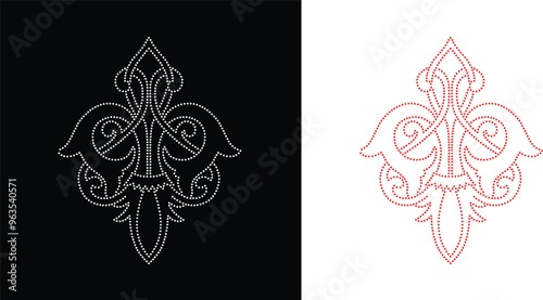 Flower vector transfer rhinestone design, Rhinestone Design, Rhinestone Pattern, Rhinestone Design Template, Rhinestone Design for T-shirt, Rhinestone Template Royalty-Free Images