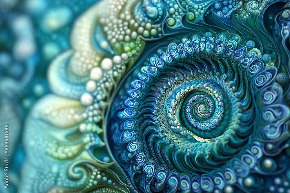 Beautiful blue and green spiral design with intricate details Beautiful blue and green spiral design with intricate details