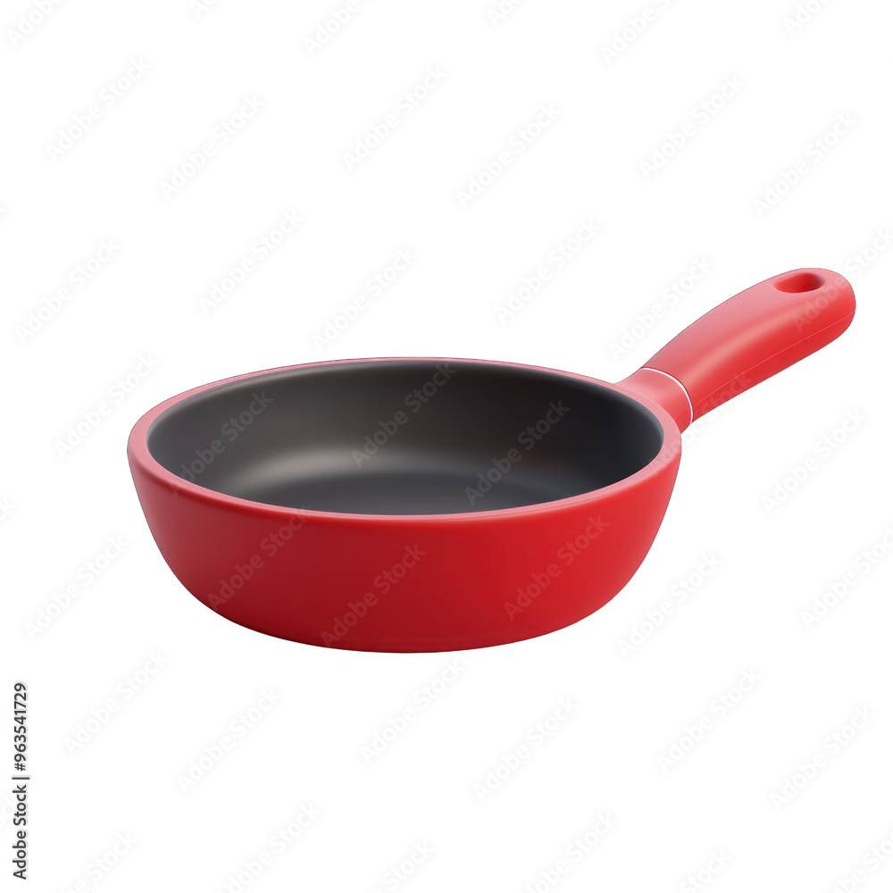 A vibrant red frying pan with a sleek design, perfect for modern kitchens and cooking enthusiasts. 3d render A vibrant red frying pan with a sleek design, perfect for modern kitchens and cooking enthusiasts. 3d render