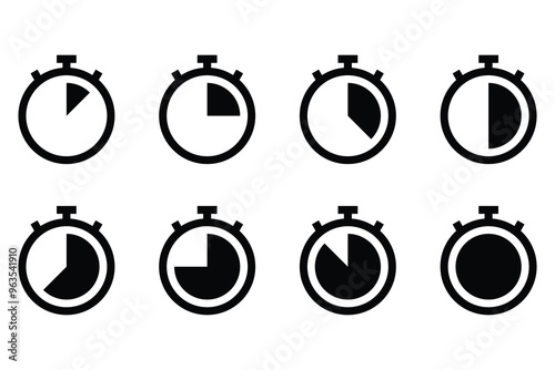 set of  Stopwatch Timer Icons clock icon vector sign symbol