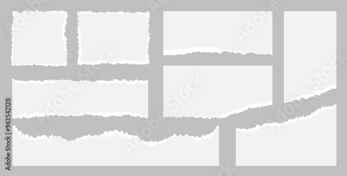 Realistic ripped paper strip vector elements design template set isolated fit for poster, banner, social media post, flyer, advertising