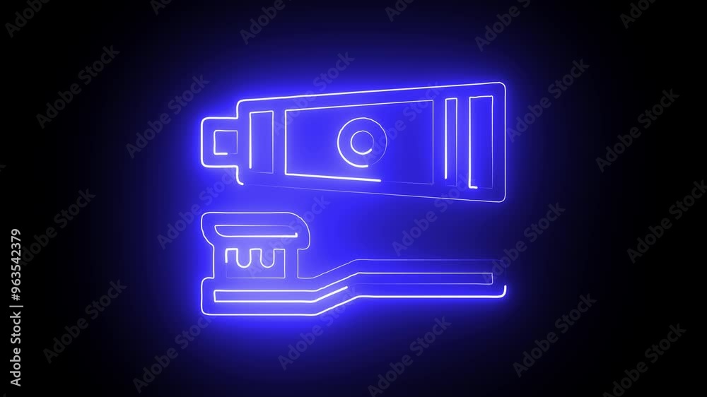 Neon Toothpaste icon on dark background. Glowing animated Toothpaste symbol. Digital Toothpaste icon visual.
Neon Toothpaste icon on dark background. Glowing animated Toothpaste symbol. Digital Toothpaste icon visual.