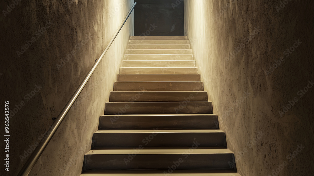 Basement Access: View of Stairs Descending into a Dark, Unoccupied Basement Room, Highlighting an Empty Lower Floor Storage Space. photo Basement Access: View of Stairs Descending into a Dark, Unoccupied Basement Room, Highlighting an Empty Lower Floor Storage Space. photo