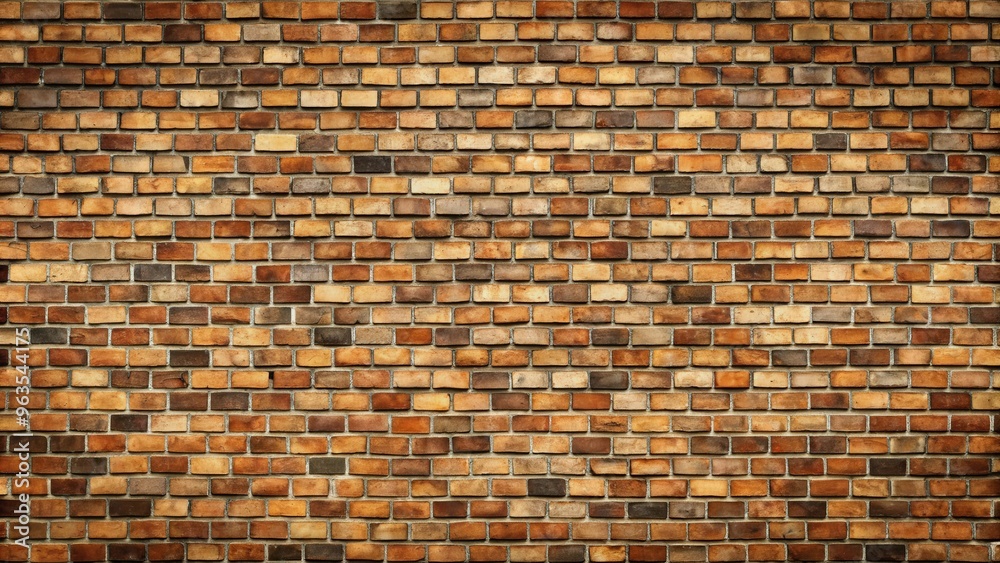 Naklejka premium Large brick wall painted in various shades of brown