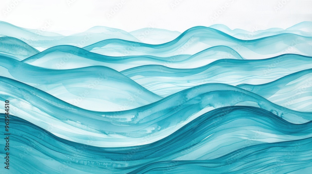 A blue ocean with waves. The waves are very long and the water is very blue. The painting has a calming and peaceful mood, as if it were a serene and tranquil scene A blue ocean with waves. The waves are very long and the water is very blue. The painting has a calming and peaceful mood, as if it were a serene and tranquil scene
