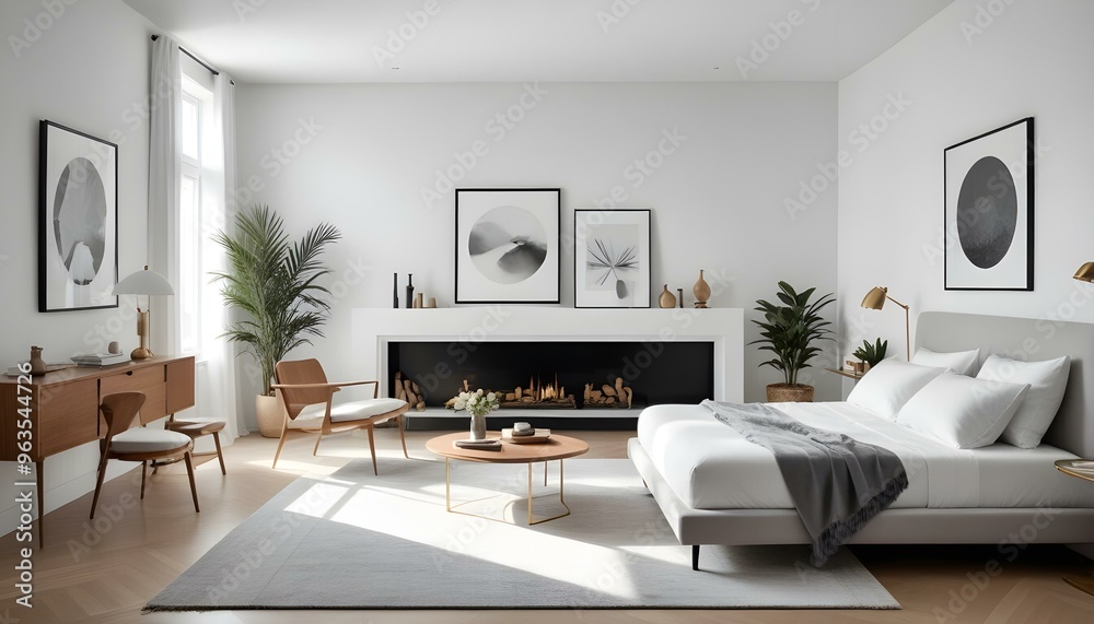Photo interior modern design room 3d illustration Photo interior modern design room 3d illustration