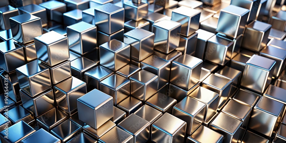 Abstract metallic cubes forming a futuristic background Abstract metallic cubes forming a futuristic background
