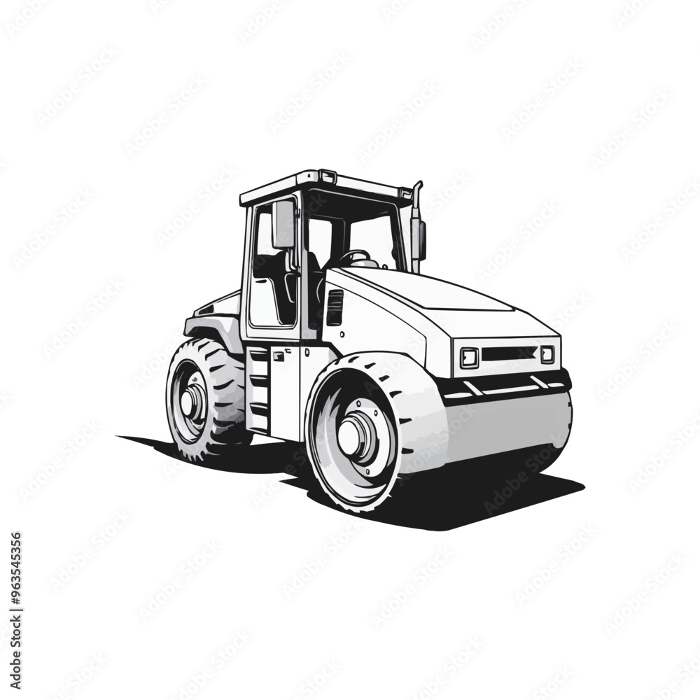 Road Roller vector artwork. Steamroller black and white clip art silhouette. Roller editable logo design Road Roller vector artwork. Steamroller black and white clip art silhouette. Roller editable logo design