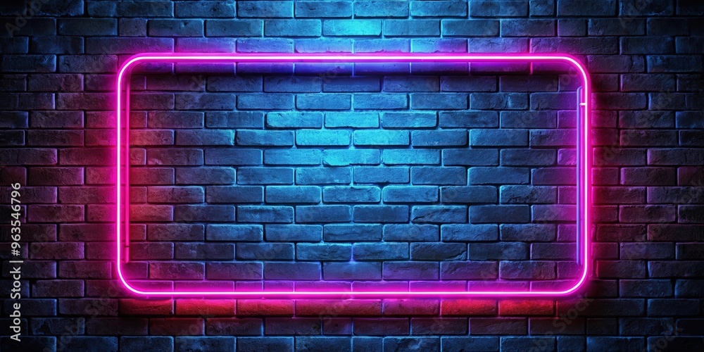 Surprise neon sign glowing on a textured brick wall background Surprise neon sign glowing on a textured brick wall background