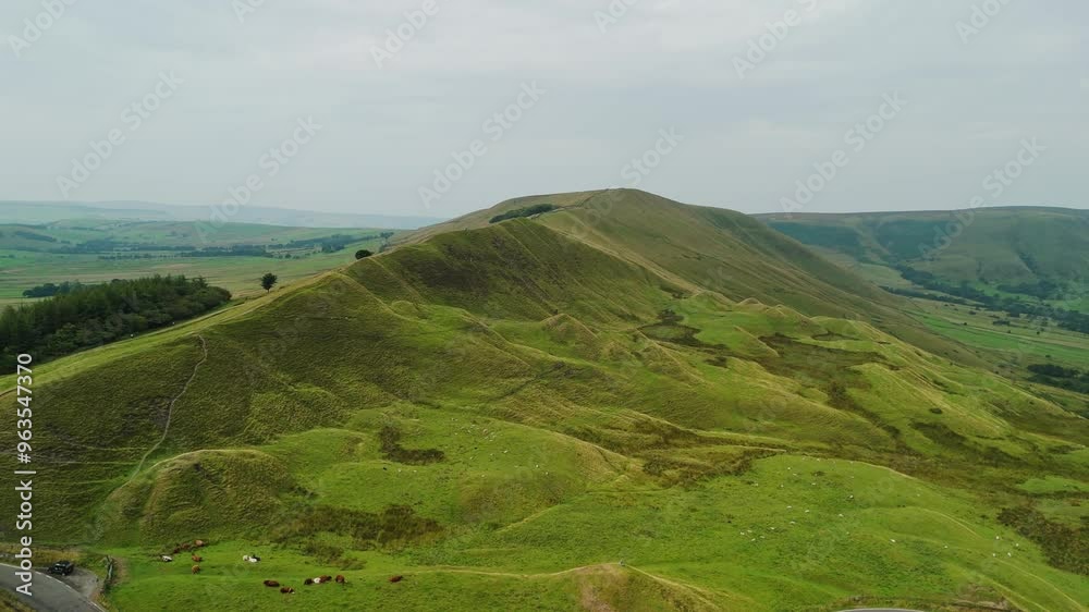 Aerial Drone View of Landscape at Peak District, UK. Bird eye views on the Scenic Landscapes around Mam Tor, Back Tor, Castleton, Peveril Castle, Winnats pass. Aerial Drone View of Landscape at Peak District, UK. Bird eye views on the Scenic Landscapes around Mam Tor, Back Tor, Castleton, Peveril Castle, Winnats pass.
