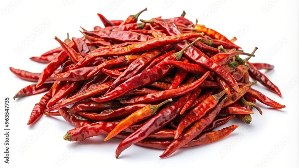 Dried red chili or cayenne pepper isolated on white background, food photography, pepper, ingredient, agriculture, chili, healthy, cuisine, heat, pungent, culinary, cooking, fiery, isolated Dried red chili or cayenne pepper isolated on white background, food photography, pepper, ingredient, agriculture, chili, healthy, cuisine, heat, pungent, culinary, cooking, fiery, isolated