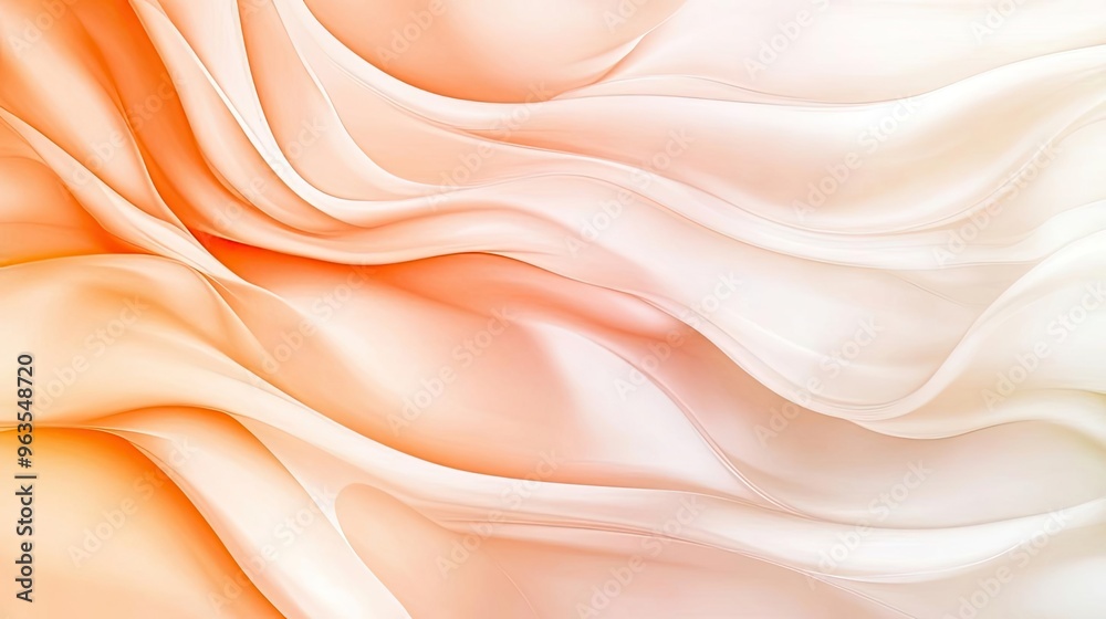 Fototapeta premium A soft, flowing background with gentle waves of orange and white fabric, creating a serene and calming atmosphere.