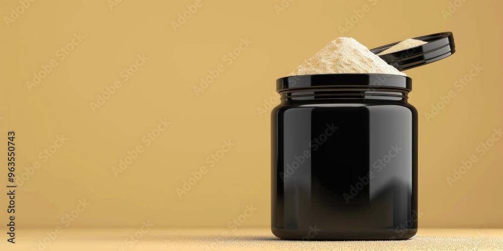 A jar of powder is sitting on a table A jar of powder is sitting on a table