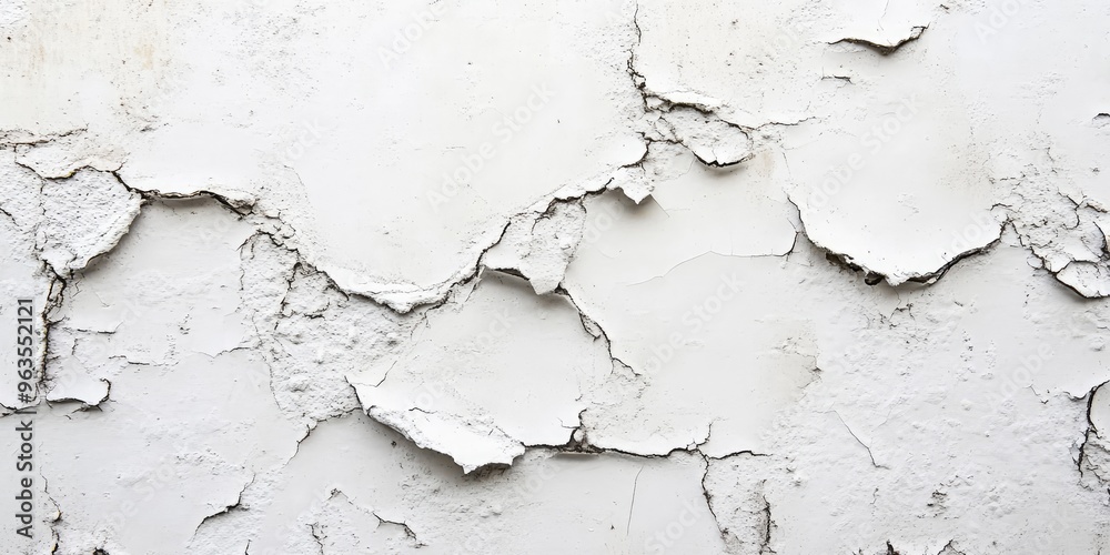 Cracked white wall with peeling paint texture, featuring a blank area for versatile design use. AI generated illustration Cracked white wall with peeling paint texture, featuring a blank area for versatile design use. AI generated illustration