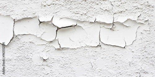 Cracked white wall with peeling paint texture, featuring a blank area for versatile design use. AI generated illustration