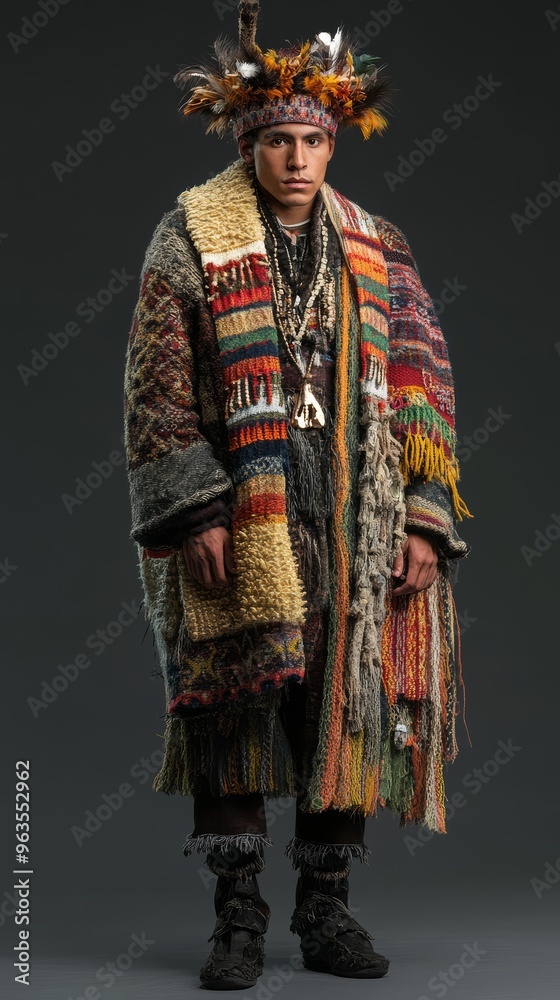 Obraz premium A model stands elegantly in traditional Argentinian attire showcasing rich cultural heritage