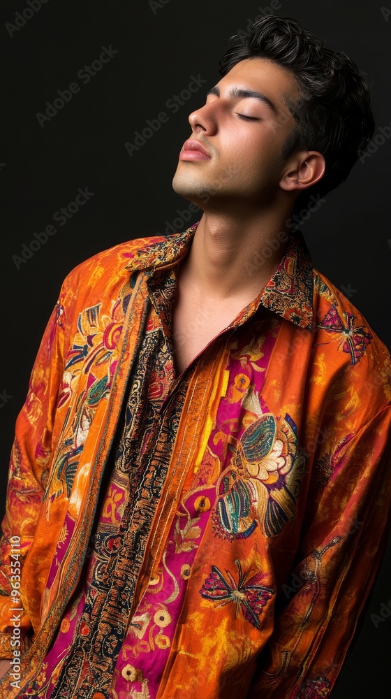 Obraz premium The model wears vibrant traditional Indian clothing embodying cultural heritage and artistry