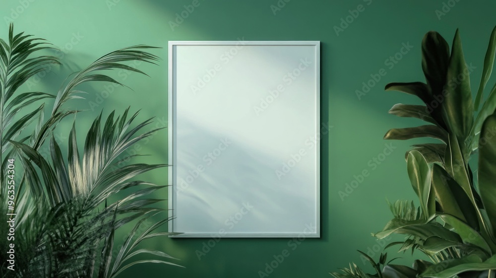 Blank Frame Against a Green Wall Blank Frame Against a Green Wall