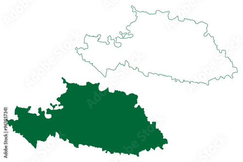 Beed district (Maharashtra State, Aurangabad Division, Republic of India) map vector illustration, scribble sketch Beed map