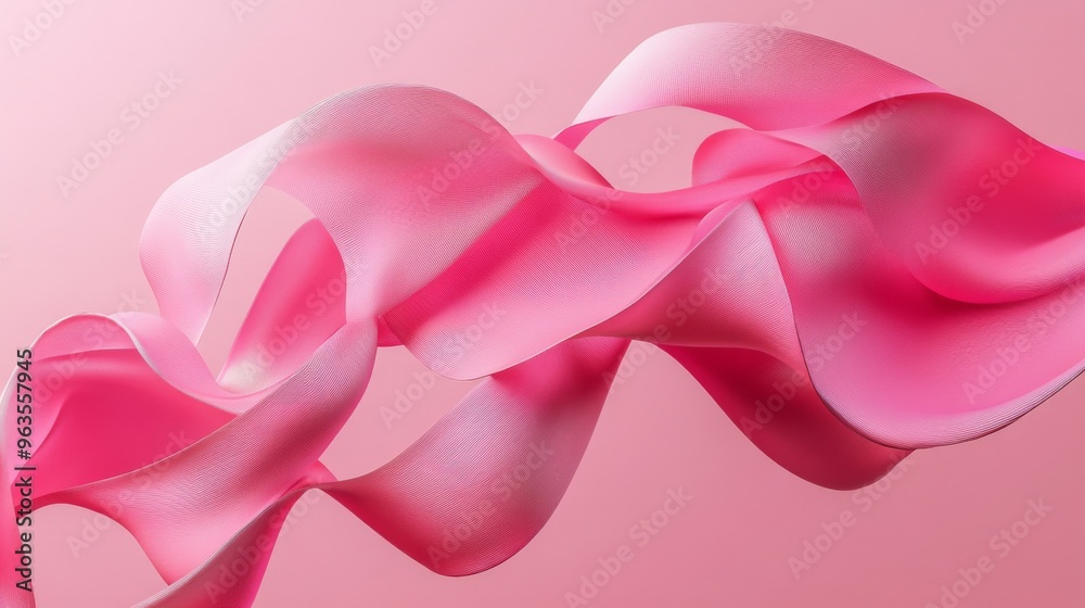 Abstract Pink Wavy Ribbon Against Pink Background Abstract Pink Wavy Ribbon Against Pink Background