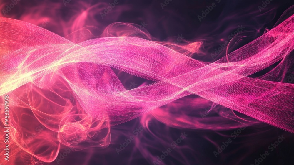 Fototapeta premium Abstract Pink and Yellow Swirling Lines on Black Background