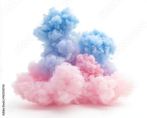 A smoke with pink and blue clouds, gender reveal event, digital painting, soft pastel colors, isolated on white background