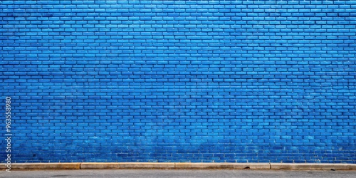 Blue brick wall standing tall on the city street photo