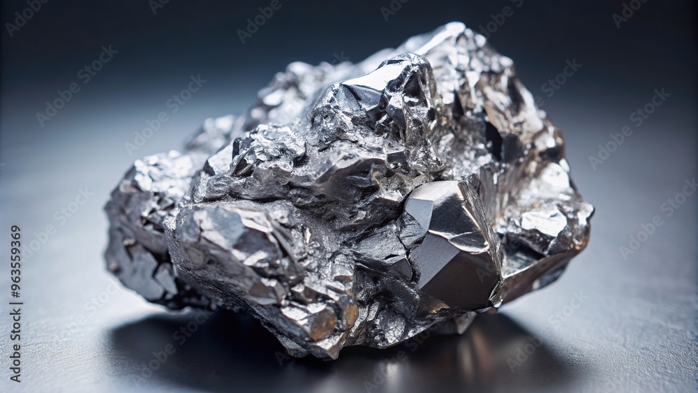 A close up of a pure platinum mineral or silver mineral or a rare mineral from a mine placed on a grey background, precious metal, element, raw material, valuable, exquisite, close-up A close up of a pure platinum mineral or silver mineral or a rare mineral from a mine placed on a grey background, precious metal, element, raw material, valuable, exquisite, close-up