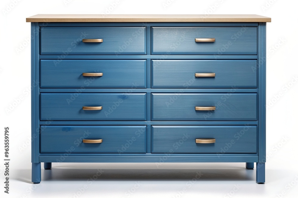 Blue wooden dresser with a sleek design standing tall with clean lines and a polished finish, isolated, dresser, blue, leading lines, design, furniture, clean, white background, finish Blue wooden dresser with a sleek design standing tall with clean lines and a polished finish, isolated, dresser, blue, leading lines, design, furniture, clean, white background, finish