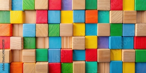 Colorful wooden blocks on a background creating an abstract pattern