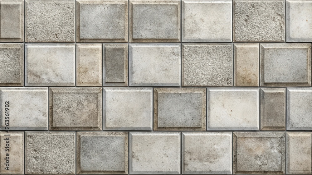 Naklejka premium Rectangular concrete mosaic tiles with a textured surface suitable for backgrounds or flooring