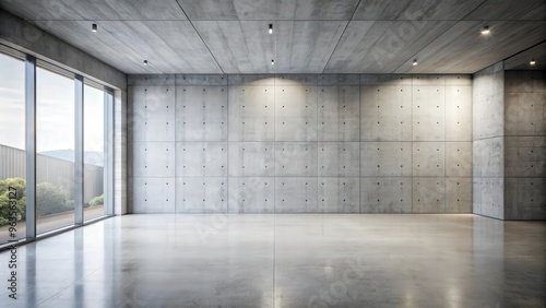 Modern interior design with exposed concrete wall and floor