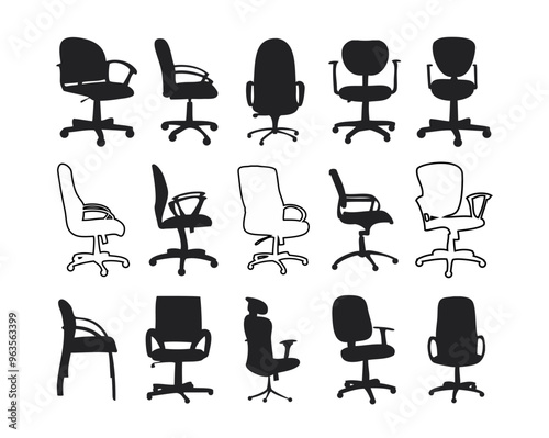 Office chairs silhouettes vector illustration. vector