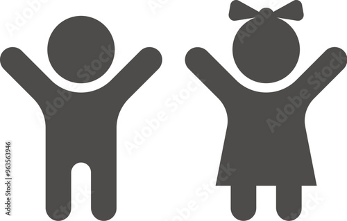 Vector minimal silhoutte kids icon