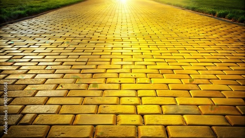 Background texture of a yellow brick road leading into the distance photo